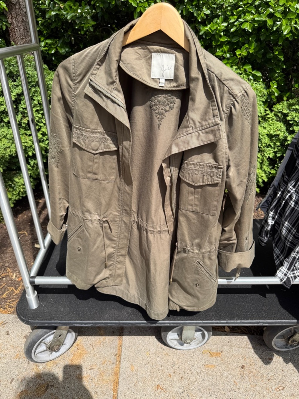 Joie Olive Utility Jacket Small Embroidered Military Style
